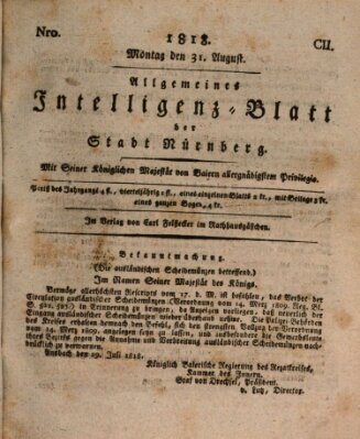 Allgemeines Intelligenz-Blatt der Stadt Nürnberg Montag 31. August 1818