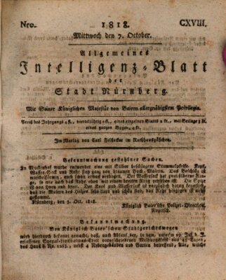 Allgemeines Intelligenz-Blatt der Stadt Nürnberg Mittwoch 7. Oktober 1818