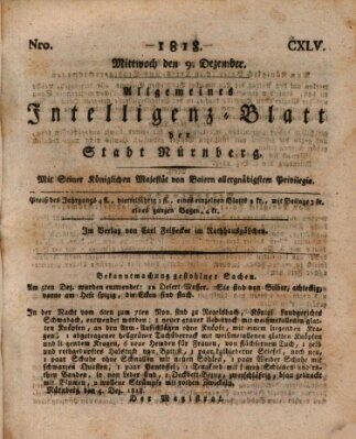 Allgemeines Intelligenz-Blatt der Stadt Nürnberg Mittwoch 9. Dezember 1818