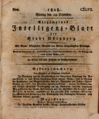 Allgemeines Intelligenz-Blatt der Stadt Nürnberg Montag 14. Dezember 1818