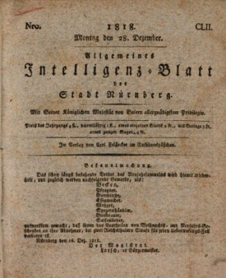 Allgemeines Intelligenz-Blatt der Stadt Nürnberg Montag 28. Dezember 1818
