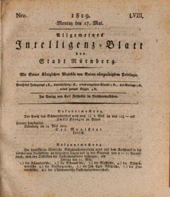 Allgemeines Intelligenz-Blatt der Stadt Nürnberg Montag 17. Mai 1819