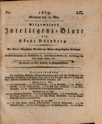 Allgemeines Intelligenz-Blatt der Stadt Nürnberg Mittwoch 19. Mai 1819
