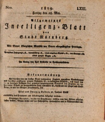 Allgemeines Intelligenz-Blatt der Stadt Nürnberg Freitag 28. Mai 1819