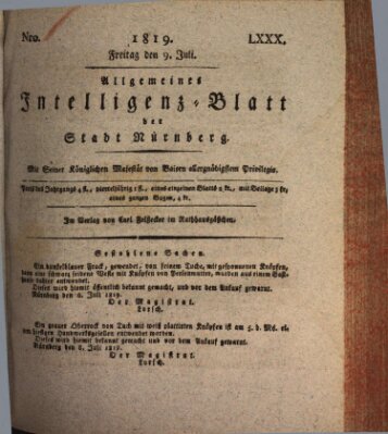 Allgemeines Intelligenz-Blatt der Stadt Nürnberg Freitag 9. Juli 1819