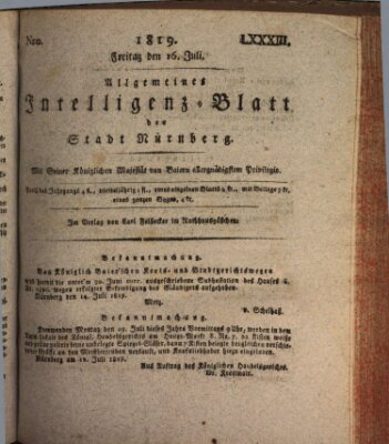 Allgemeines Intelligenz-Blatt der Stadt Nürnberg Freitag 16. Juli 1819