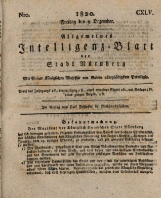 Allgemeines Intelligenz-Blatt der Stadt Nürnberg Freitag 8. Dezember 1820