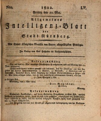 Allgemeines Intelligenz-Blatt der Stadt Nürnberg Freitag 10. Mai 1822