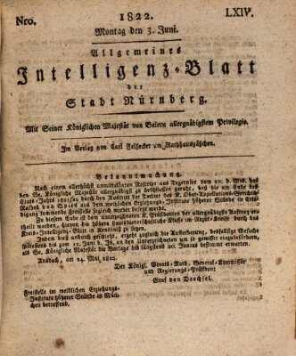 Allgemeines Intelligenz-Blatt der Stadt Nürnberg Montag 3. Juni 1822