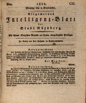 Allgemeines Intelligenz-Blatt der Stadt Nürnberg Montag 2. September 1822