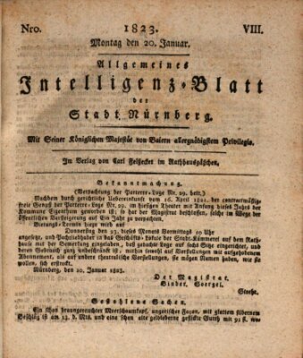Allgemeines Intelligenz-Blatt der Stadt Nürnberg Montag 20. Januar 1823