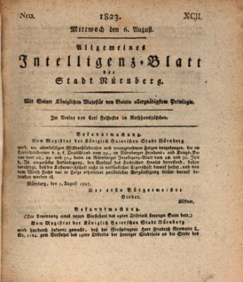 Allgemeines Intelligenz-Blatt der Stadt Nürnberg Mittwoch 6. August 1823