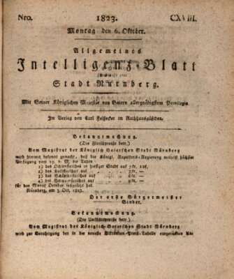 Allgemeines Intelligenz-Blatt der Stadt Nürnberg Montag 6. Oktober 1823