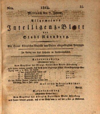 Allgemeines Intelligenz-Blatt der Stadt Nürnberg Mittwoch 7. Januar 1824