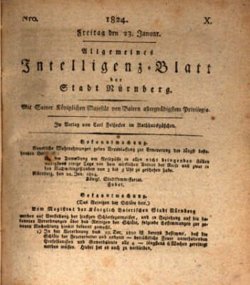 Allgemeines Intelligenz-Blatt der Stadt Nürnberg Freitag 23. Januar 1824