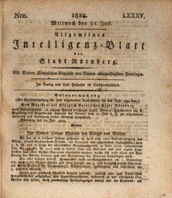 Allgemeines Intelligenz-Blatt der Stadt Nürnberg Mittwoch 21. Juli 1824