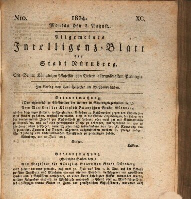 Allgemeines Intelligenz-Blatt der Stadt Nürnberg Montag 2. August 1824