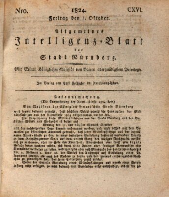 Allgemeines Intelligenz-Blatt der Stadt Nürnberg Freitag 1. Oktober 1824