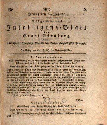 Allgemeines Intelligenz-Blatt der Stadt Nürnberg Freitag 14. Januar 1825