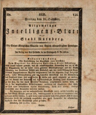 Allgemeines Intelligenz-Blatt der Stadt Nürnberg Freitag 21. Oktober 1825