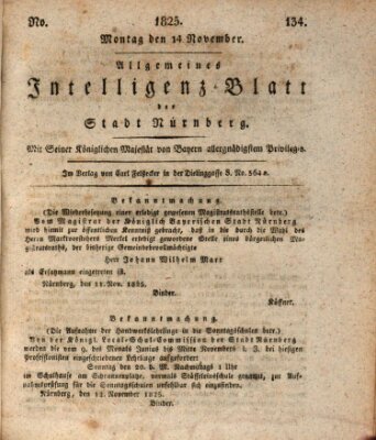 Allgemeines Intelligenz-Blatt der Stadt Nürnberg Montag 14. November 1825