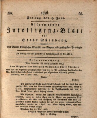Allgemeines Intelligenz-Blatt der Stadt Nürnberg Freitag 9. Juni 1826