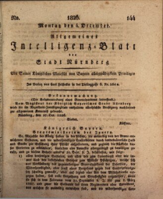 Allgemeines Intelligenz-Blatt der Stadt Nürnberg Montag 4. Dezember 1826