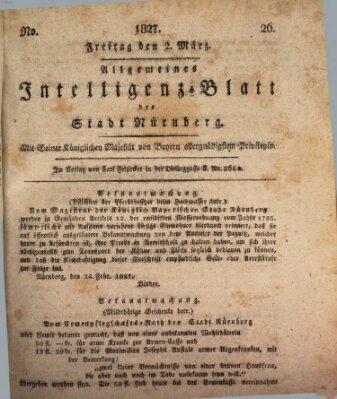 Allgemeines Intelligenz-Blatt der Stadt Nürnberg Freitag 2. März 1827