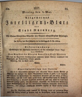 Allgemeines Intelligenz-Blatt der Stadt Nürnberg Montag 7. Mai 1827