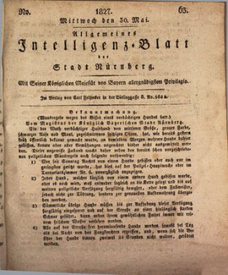 Allgemeines Intelligenz-Blatt der Stadt Nürnberg Mittwoch 30. Mai 1827