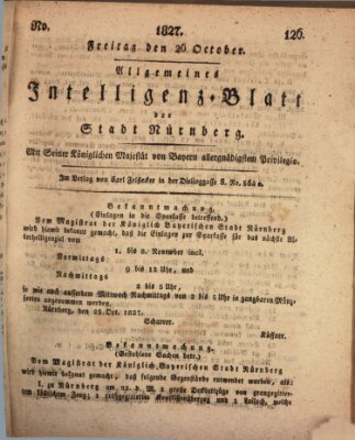 Allgemeines Intelligenz-Blatt der Stadt Nürnberg Freitag 26. Oktober 1827