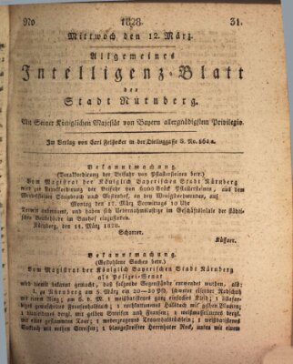 Allgemeines Intelligenz-Blatt der Stadt Nürnberg Mittwoch 12. März 1828