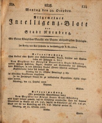 Allgemeines Intelligenz-Blatt der Stadt Nürnberg Montag 20. Oktober 1828