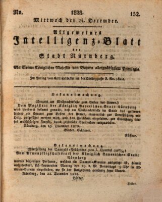 Allgemeines Intelligenz-Blatt der Stadt Nürnberg Mittwoch 24. Dezember 1828