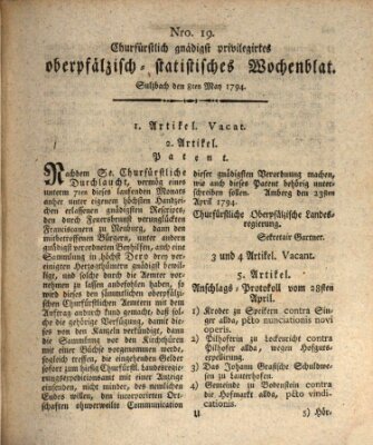 Churfürstlich gnädigst privilegirtes oberpfälzisch-staatistisches Wochenblat (Oberpfälzisches Wochenblat) Donnerstag 8. Mai 1794