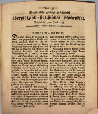 Churfürstlich gnädigst privilegirtes oberpfälzisch-staatistisches Wochenblat (Oberpfälzisches Wochenblat) Donnerstag 30. Juli 1795