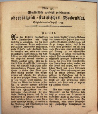 Churfürstlich gnädigst privilegirtes oberpfälzisch-staatistisches Wochenblat (Oberpfälzisches Wochenblat) Donnerstag 6. August 1795