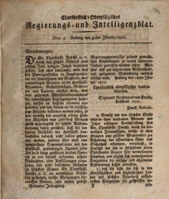 Oberpfälzisches Wochenblat Donnerstag 30. Januar 1800