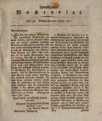 Oberpfälzisches Wochenblat Donnerstag 24. Juli 1800