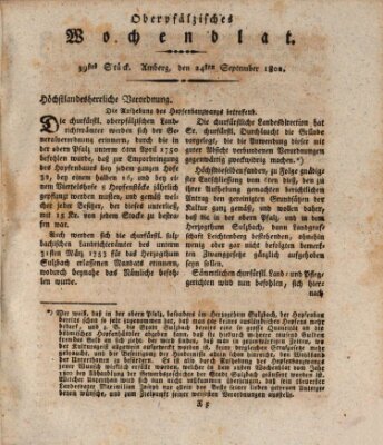 Oberpfälzisches Wochenblat Freitag 24. September 1802