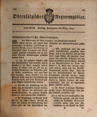 Oberpfälzisches Regierungsblat (Oberpfälzisches Wochenblat) Freitag 2. März 1804