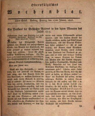 Oberpfälzisches Wochenblat Freitag 17. Januar 1806