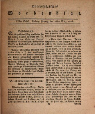 Oberpfälzisches Wochenblat Freitag 28. März 1806
