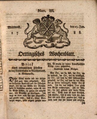Oettingisches Wochenblatt Mittwoch 23. Januar 1788