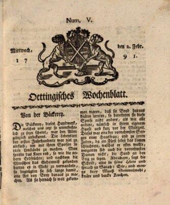 Oettingisches Wochenblatt Mittwoch 2. Februar 1791