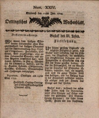 Oettingisches Wochenblatt Mittwoch 11. Juni 1794