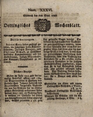Oettingisches Wochenblatt Mittwoch 6. September 1797