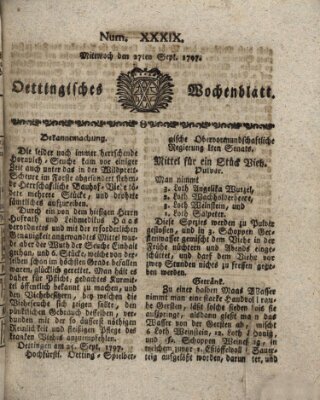 Oettingisches Wochenblatt Mittwoch 27. September 1797