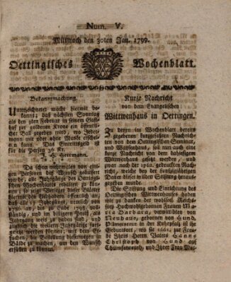 Oettingisches Wochenblatt Mittwoch 30. Januar 1799