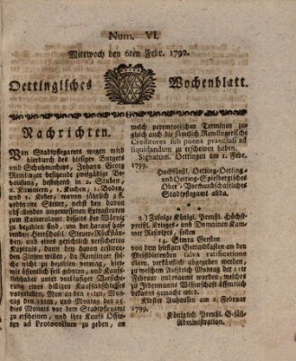 Oettingisches Wochenblatt Mittwoch 6. Februar 1799